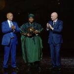 Photos of Ademola Lookman with his CAF Men’s Player of the Year Award