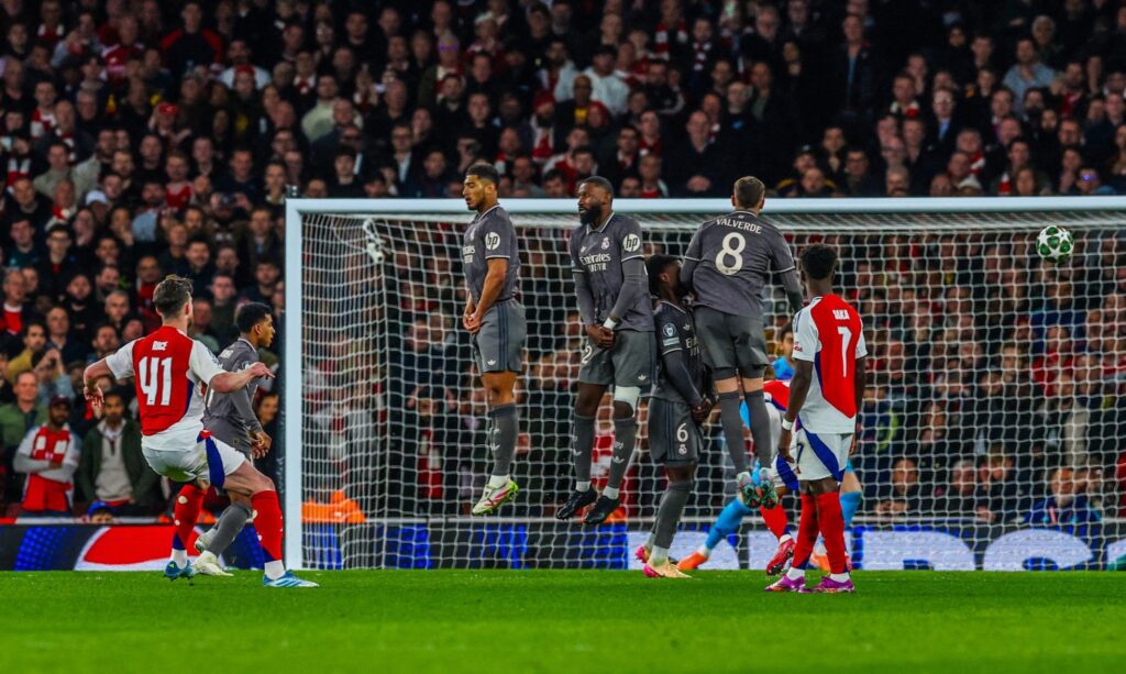 Rice Makes Champions League History with Double Free-Kick Masterclass